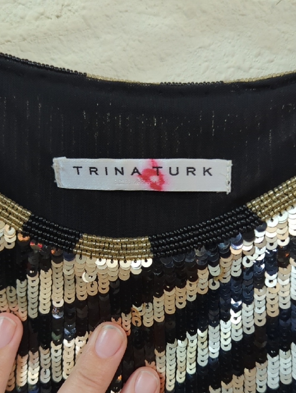 Trina Turk Sequin Zebra Tank Dress - Gold & Black - Picture 4 of 7